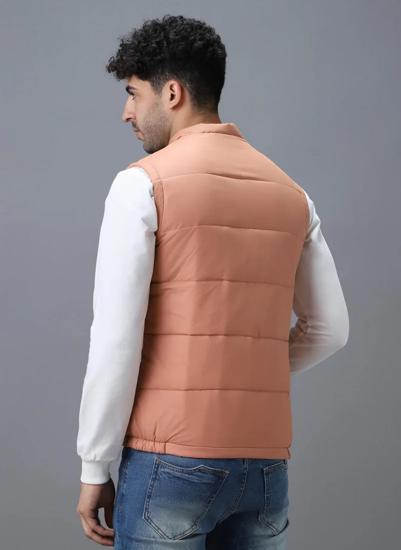 Urbano Fashion  Urbano Fashion Men's Pink Sleeveless Zippered Puffer Jacket for Men | Best Price UAE